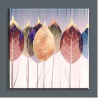 İşlemeli Kanvas Tablo 50X50 - Renkli Yapraklar