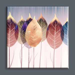 Embroidered Canvas Painting 50X50 - Colorful Leaves