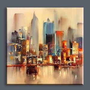 Embroidered Canvas Painting 50X50 - City Landscape