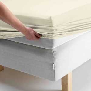Double Cotton Elastic Bed Sheet Cream