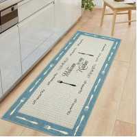 Kitchen Carpet 80x200 Cm - Blue-Cream