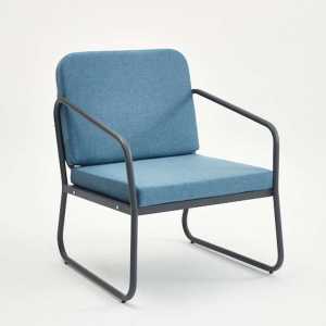 Decosit Flora Garden Balcony Aluminum Seating Chair (Single) - Blue Fabric