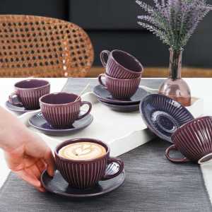 Keramika Purple Myra Tea Cup Set 12 Pieces for 6 Persons