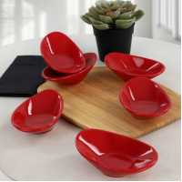 Keramika Kırmızı Dalga Çerezlik/sosluk 12 cm 6'lı