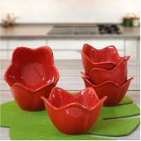 Keramika Kırmızı Zambak Çerezlik/sosluk 12cm 6'lı