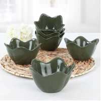 Keramika Koyu Yeşil Zambak Çerezlik 12 Cm 6 Adet
