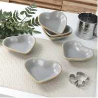 Keramika Mat Gri Gold Kalp Çerezlik 6'lı