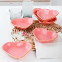 Keramika Matte Rose Gold Mesh Heart Cookie / Sauce Bowl 14 Cm 6 Pcs