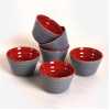 Keramika Messe Neva Çift Renkli Çerezlik 10 Cm 6 Adet Gri Kırmızı