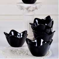 Keramika Siyah Zambak Çerezlik/Sosluk 12 Cm 6 Adet