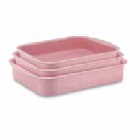 Hascevher Germanitium Granite Cornered Tray Set 3Pcs - Pink