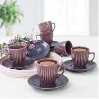 Keramika Berry Line Kahve Fincan Takımı 12 Parça 6 Kişilik