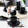 Keramika Mat Siyah Line Kahve Fincan Takımı 12 Parça 6 Kişilik
