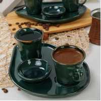 Keramika Zümrüt Moka Kahve Sunum Seti 8 parça 2 kişilik