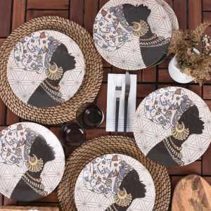 Keramika Afrikalı Kadınlar Ege Servis Tabağı 6 Adet