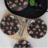 Keramika Black Rose Cake Plate 20 Cm 6 Pieces