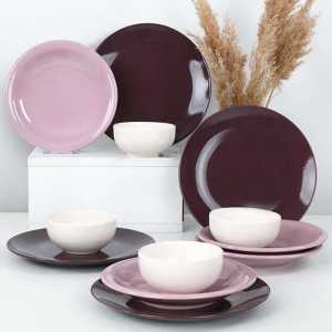 Keramika Ege Degrade Violet Dinnerware 12 Pieces for 4 Persons