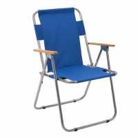 Ahşap Kollu Katlanabilir Plaj Piknik Sandalyesi Mavi