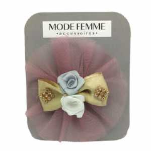 Floral Fabric Buckle Silver Pink