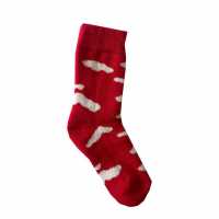 Çocuk Termal Bot Çorabı Kırmızı Beyaz