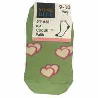 Silk & Blue Çocuk Patik Çorabı Abs Taban 2'li Yeşil
