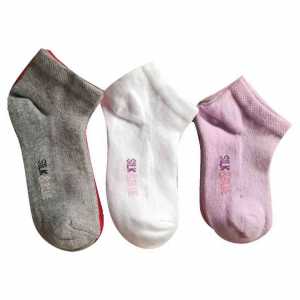 Silk & Blue Girls/Boys Booties Socks 3 Pack Gray White Pink