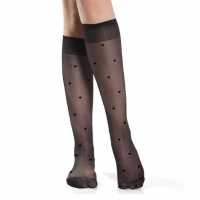 Doremi Kadın Desenli Dizaltı Çorap Fit1 Siyah