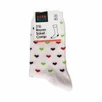 Bayan Soket Çorap 3'lü S, Beyaz-lacivert