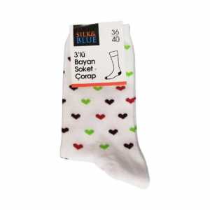 Women's Socks 3-pack S, White-navy blue