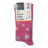 Silk & Blue Kadın Soket Çorap 2'li Fuşya-Mor