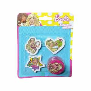 Barbie 3 Eraser + Sharpener Set Turquoise