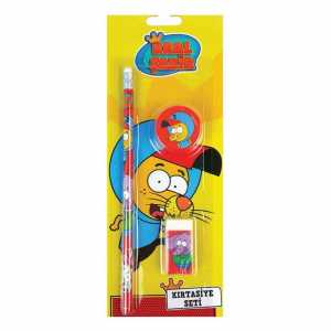 Licensed Set of 2 Pens+Erasers Yellow