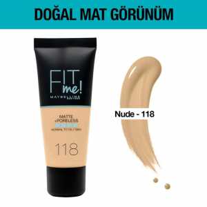 Maybelline New York Fit Me Matte&Poreless Foundation 30 Ml - 118 Nude