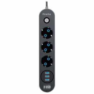 Piranha Surge Protected Extension Cable with 3 USB Inputs