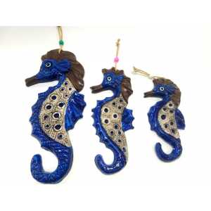 Triple Sea Horse Ceramic Wall Ornament