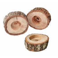 Wood Log Tealight Candle Holder Round Pk:1 Kl:100