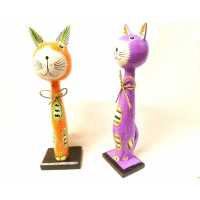 Wooden Large Size Colorful Cat Trinket