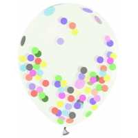 Balloon Flat 12 Inch Transparent Confeti (Colour Confettis) Pk:4 Kl:36