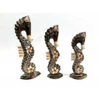 Wholesale Wooden Triple Sea Horse Figurines 35 cm