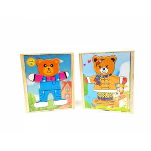 Wholesale Wooden Teddy Bear Dress Up Toy
