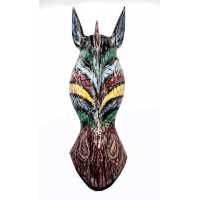 Toptan Ahşap Renkli Zürafa Kafası Mask