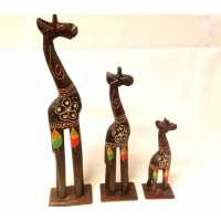 Wholesale Wooden Triple Giraffe Trinket
